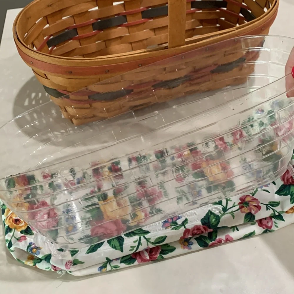 Longaberger Basket with Garden Splendor Liner and Protector.